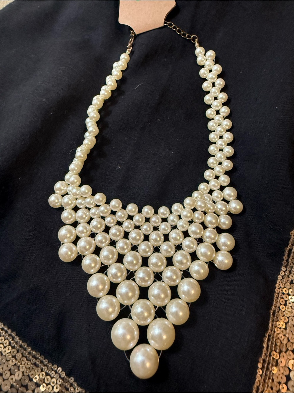 Classic Pearl Statement Necklace - Ivory Faux Pearls
